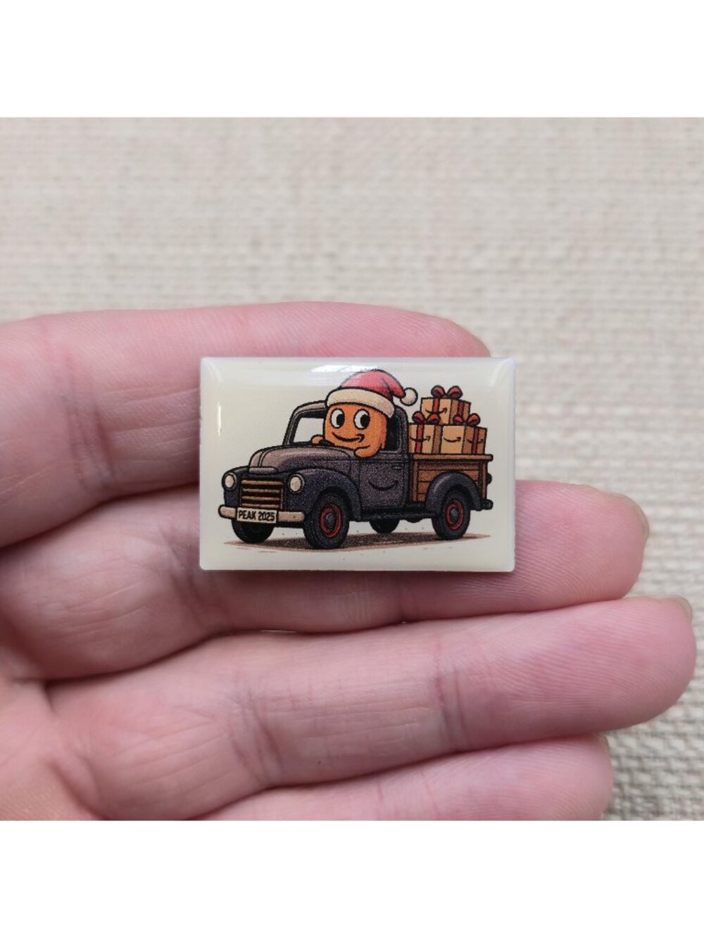 Amazon Peccy Peak 2025 Christmas Santa Hat Truck Delivery Employee Pin A8682